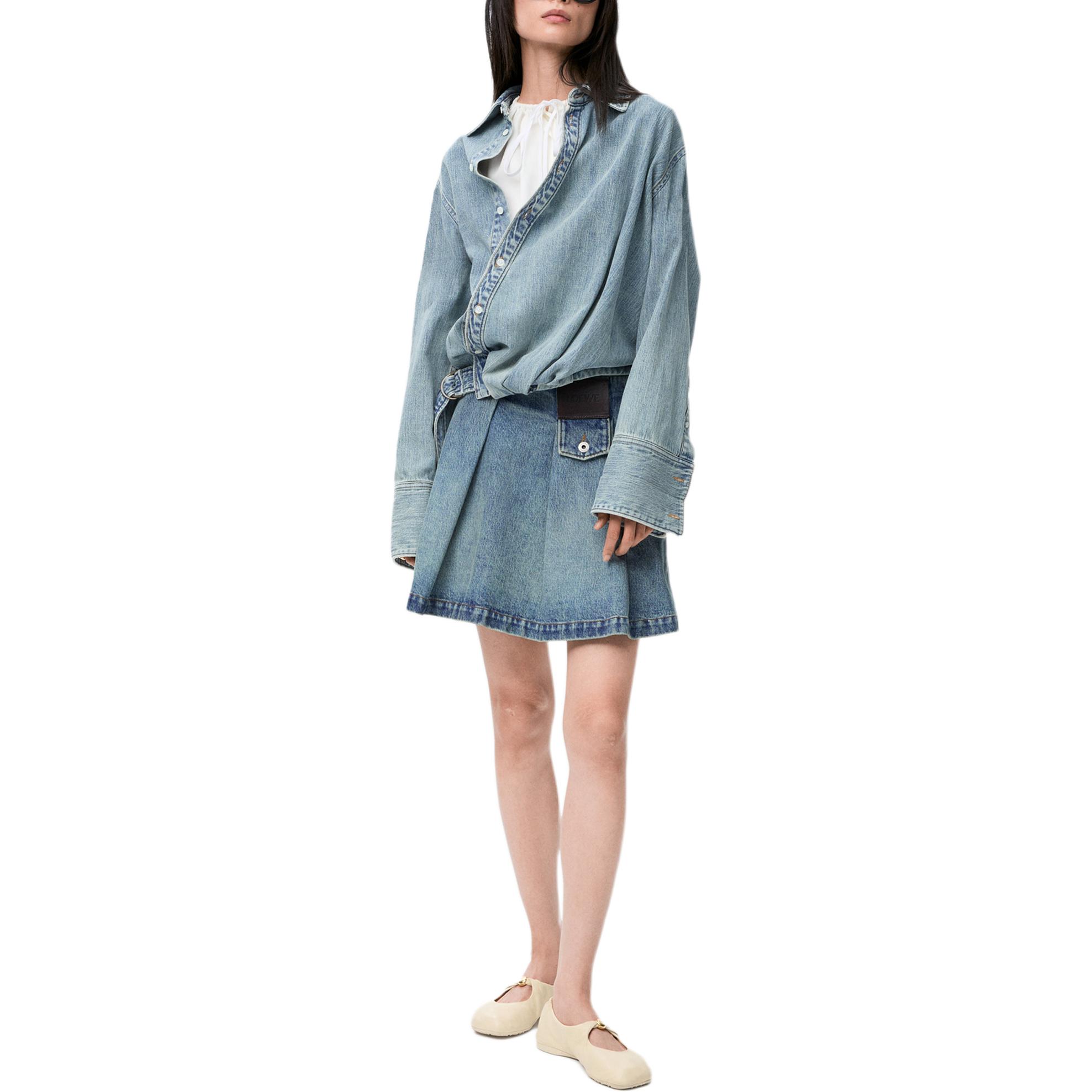 Женская юбка LOEWE Denim Mini Skirt (синяя) — фото 3