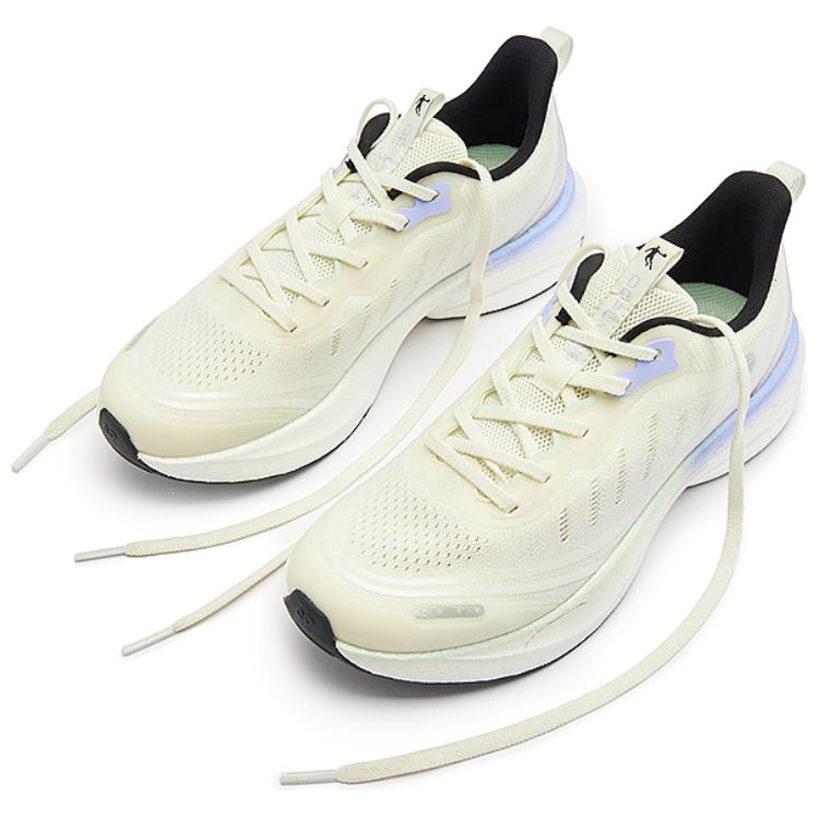 QIAODAN Synthetic Leather Cushioning Abrasion Resistant Breathable Low top Casual Running Shoes Women’s Beige Purple