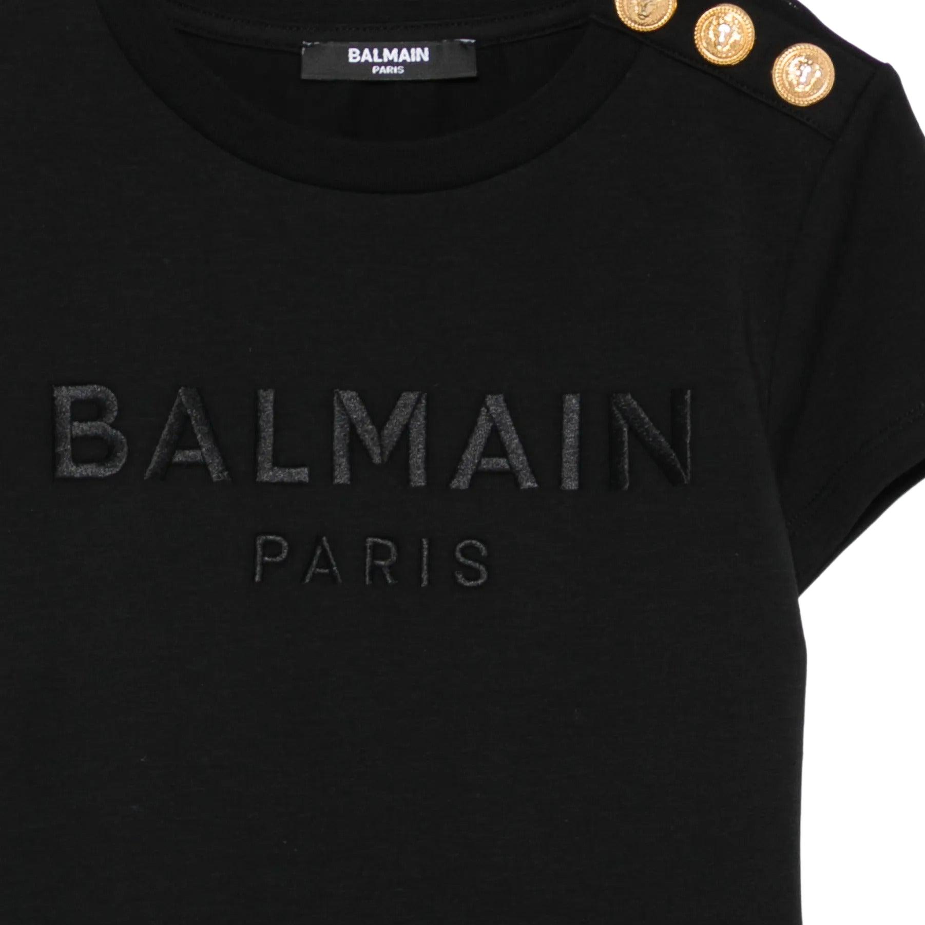 Футболка BALMAIN BY8A21Z3277930NE (черная) — фото 3