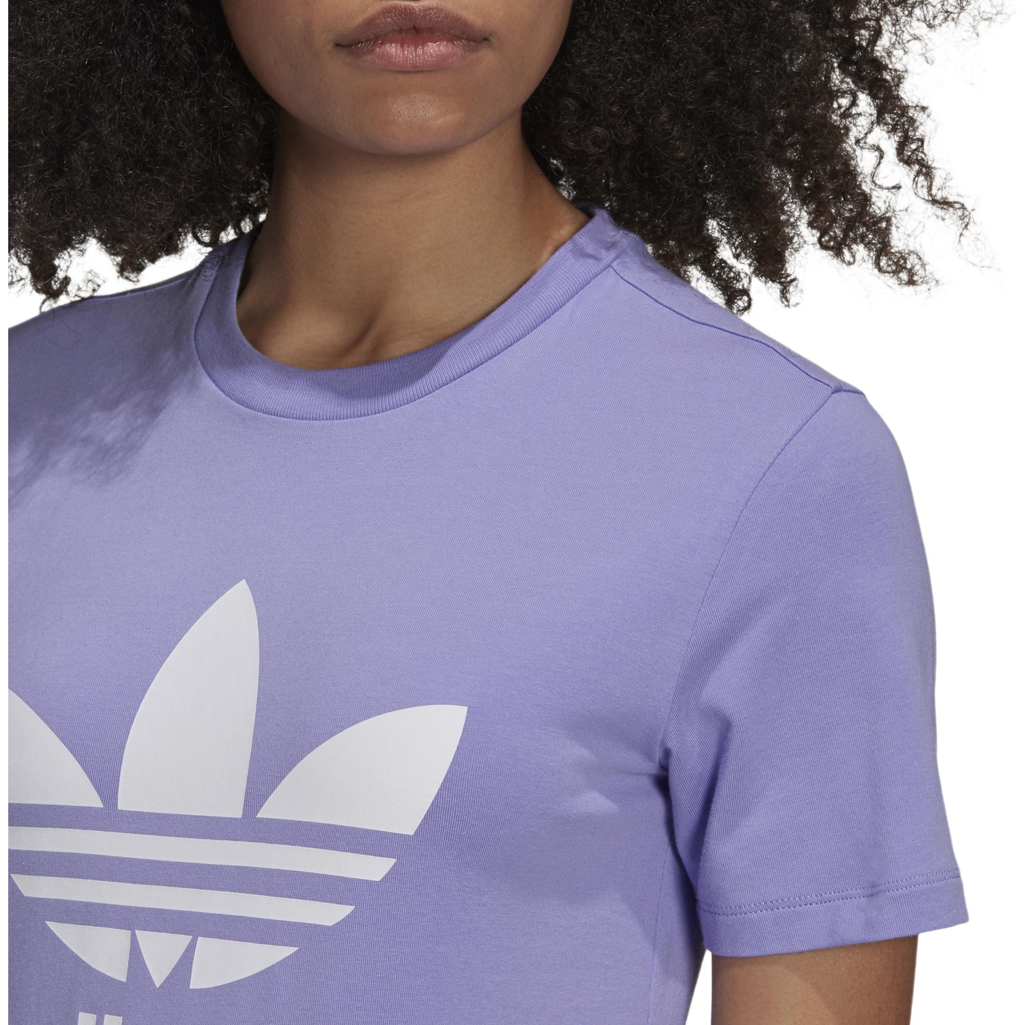 Женская футболка adidas originals trefoil tee logo (фиолетовый) — фото 5