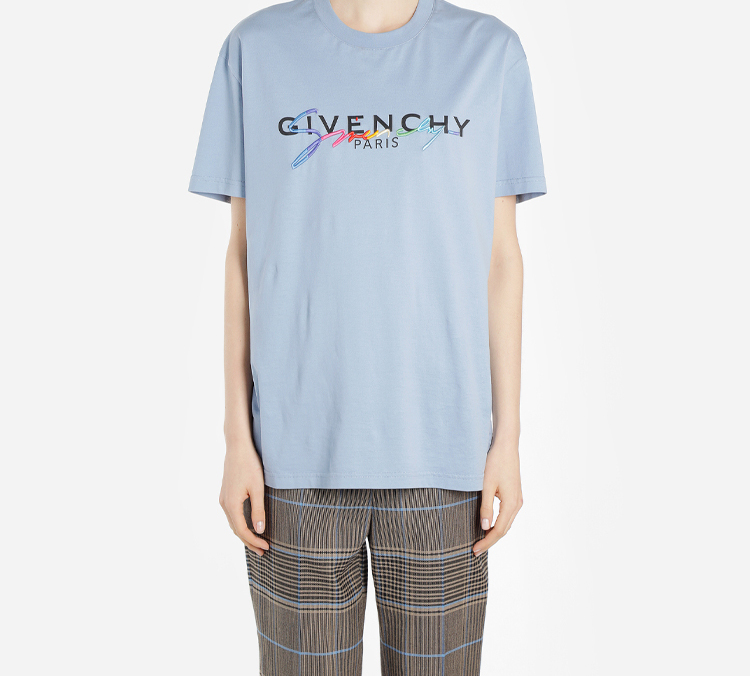 Женская футболка Givenchy (синяя) — фото 3