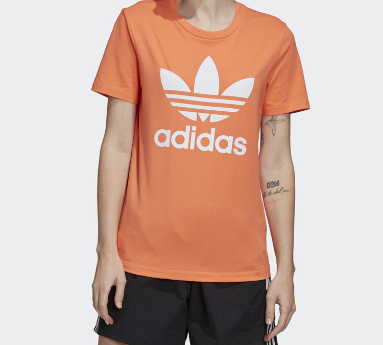 Женская футболка adidas originals (кораллово-розовая) — фото 3
