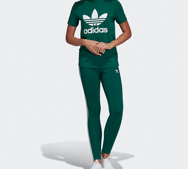 Женская футболка adidas originals (темно-зеленая) — фото 7