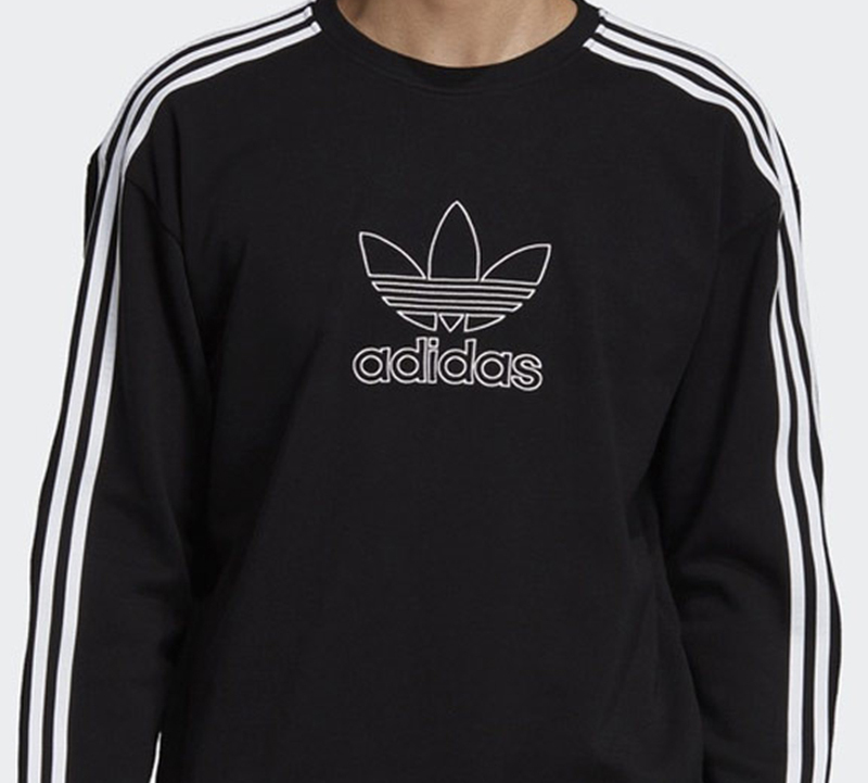 Мужское худи adidas originals с полосками (черное) — фото 3