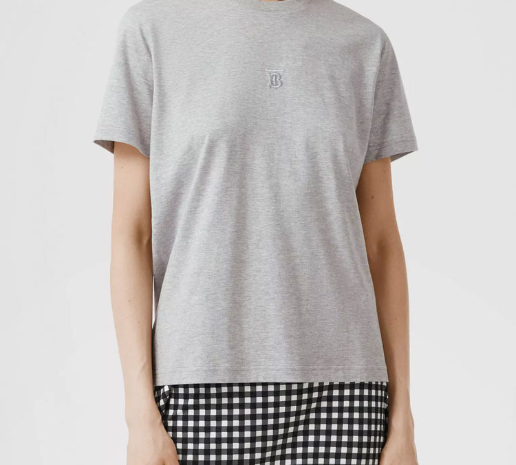 Женская футболка Burberry T (серая) — фото 2