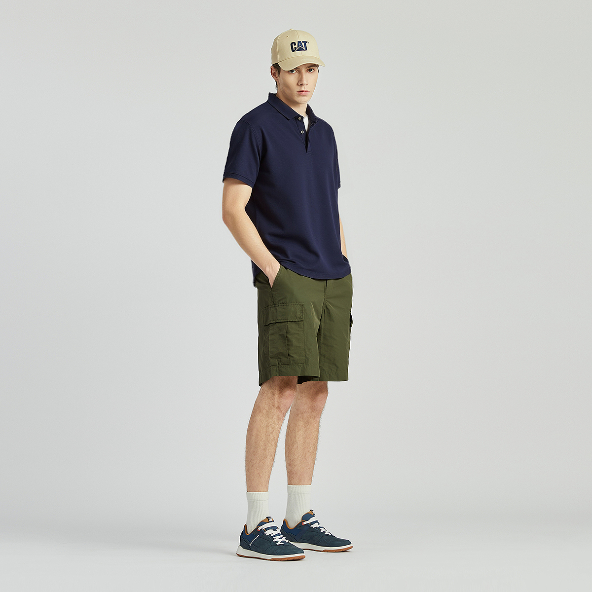 Мужская футболка CAT 26SS Polo (бежевая) — фото 9