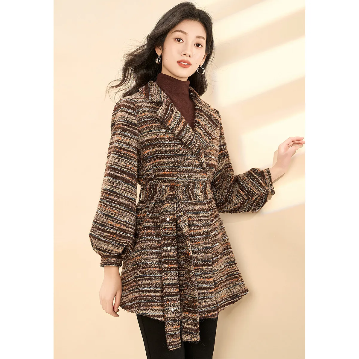 Mylan Spring, Fall Coat Cinched Waist Women's Coffee Orange Collection Brand, Get Activity Alerts On Time