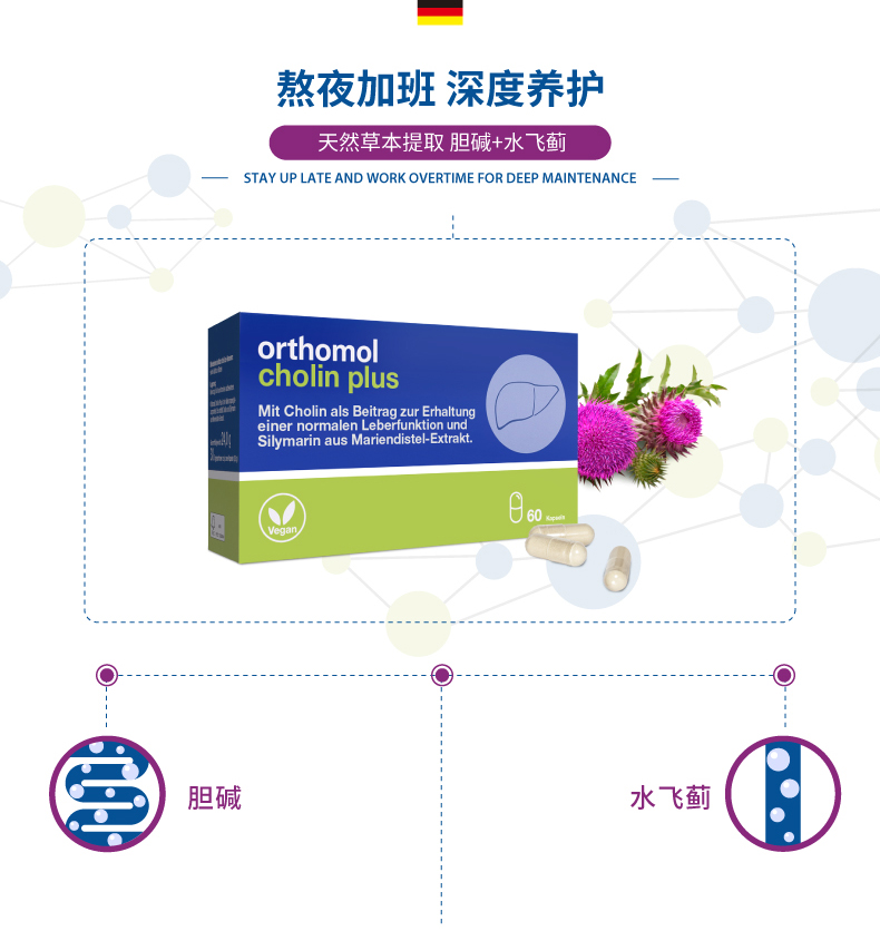 【香港直郵】 德國 奧適寶 奶薊草護肝膠囊60粒/包 高濃度水飛薊素 熬夜解酒 保護肝臟