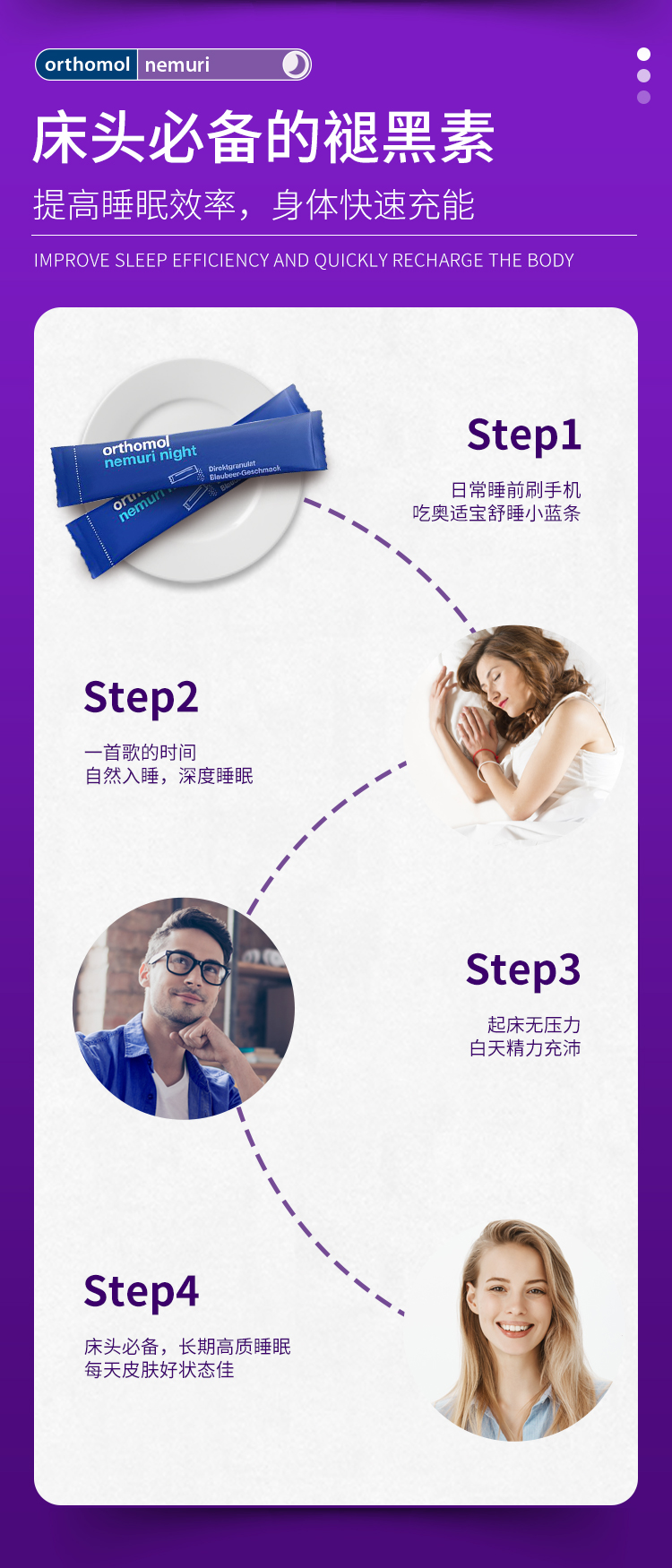 【香港直邮】 德国 奥适宝 褪黑素晚安糖30包/盒 蓝莓味 1mg科学配比 舒缓压力改善睡眠 学生党熬夜党必备