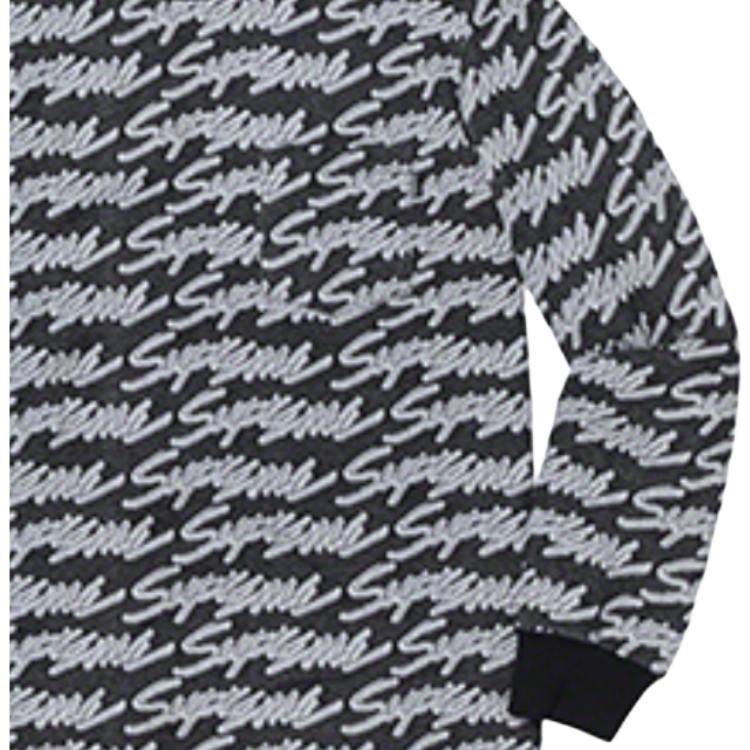 Худи Supreme Signature Script Logo LS Pocket Tee (черное) — фото 2