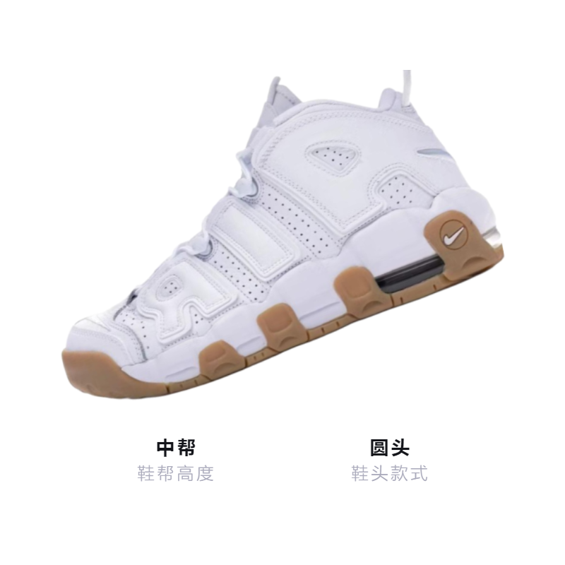 Кроссовки Nike Air More Uptempo White Gum (бело-коричневые) — фото 2