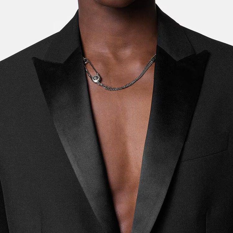 Женская цепочка Versace Safety Pin (серебряная) — фото 3