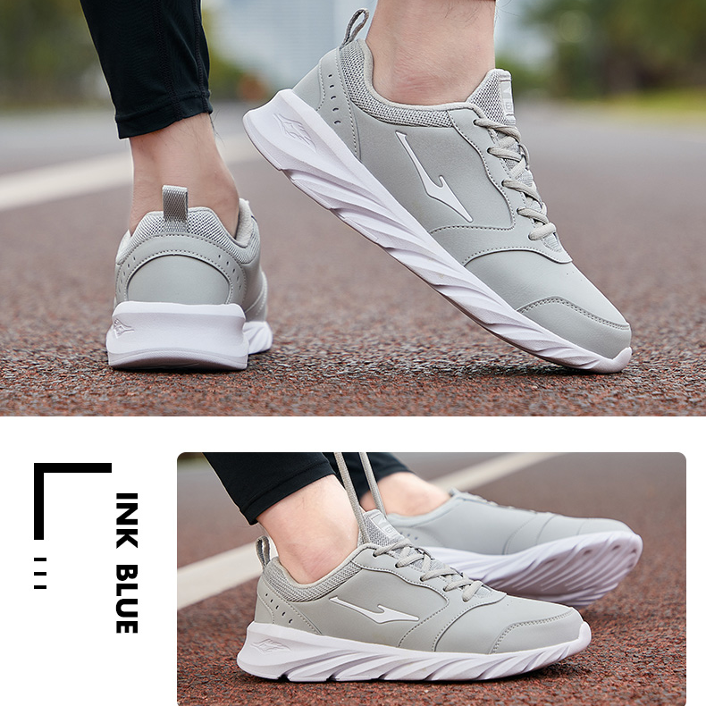 Erke Cushioning Slip Resistant Abrasion Resistant Waterproof And Breathable Rebound Low top Running Shoes Men’s Gray