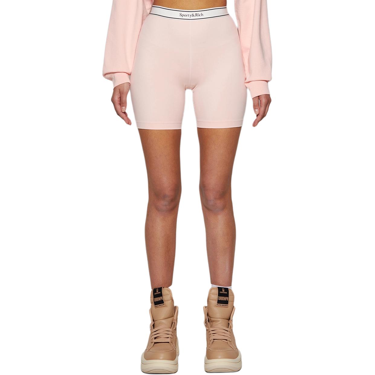 Sporty & Rich Serif logo-waistband shorts