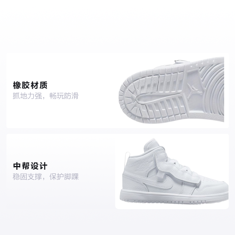 Детские кроссовки Jordan Air Jordan 1 MID ALT (белые) — Белый — фото 2