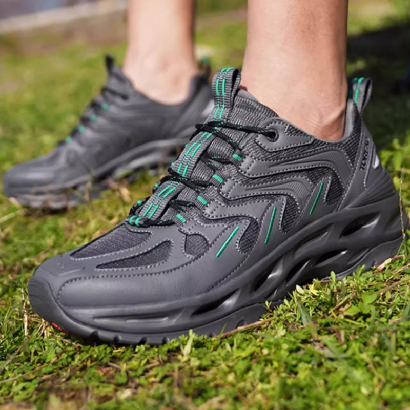 TOREAD Textile, Synthetic Leather Sports Slip Resistant Abrasion Resistant Low top Outdoor Shoes Women’s Gray Green