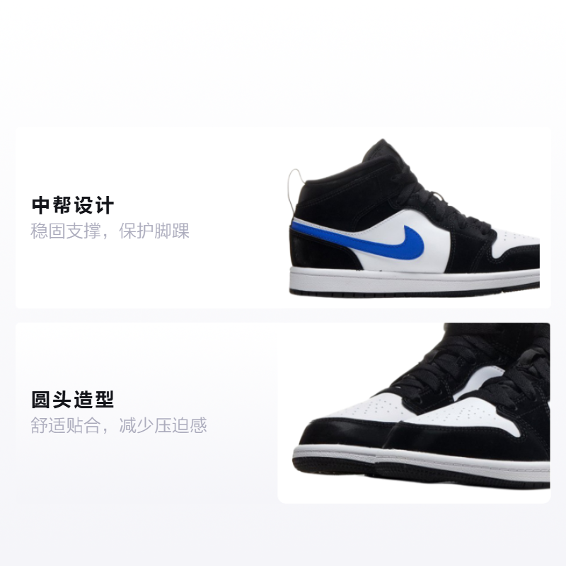 Детские кроссовки Jordan Air Jordan 1 Mid (черно-синие) — Чёрный / синий — фото 2