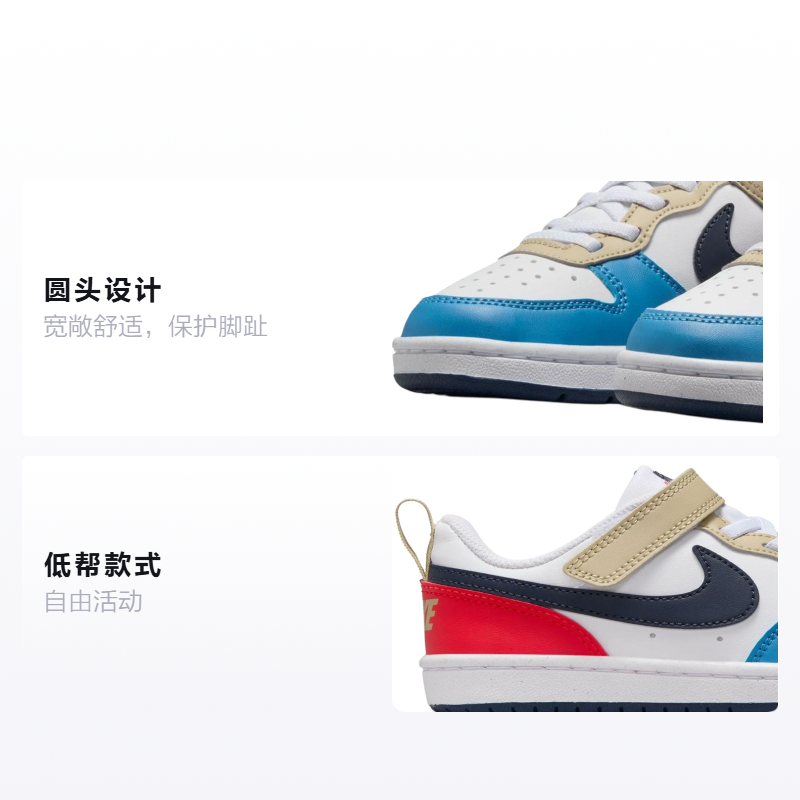 Детские кроссовки Nike Court Borough Low Recraft (белые с синим и красным) — Белый / синий / красный — фото 2