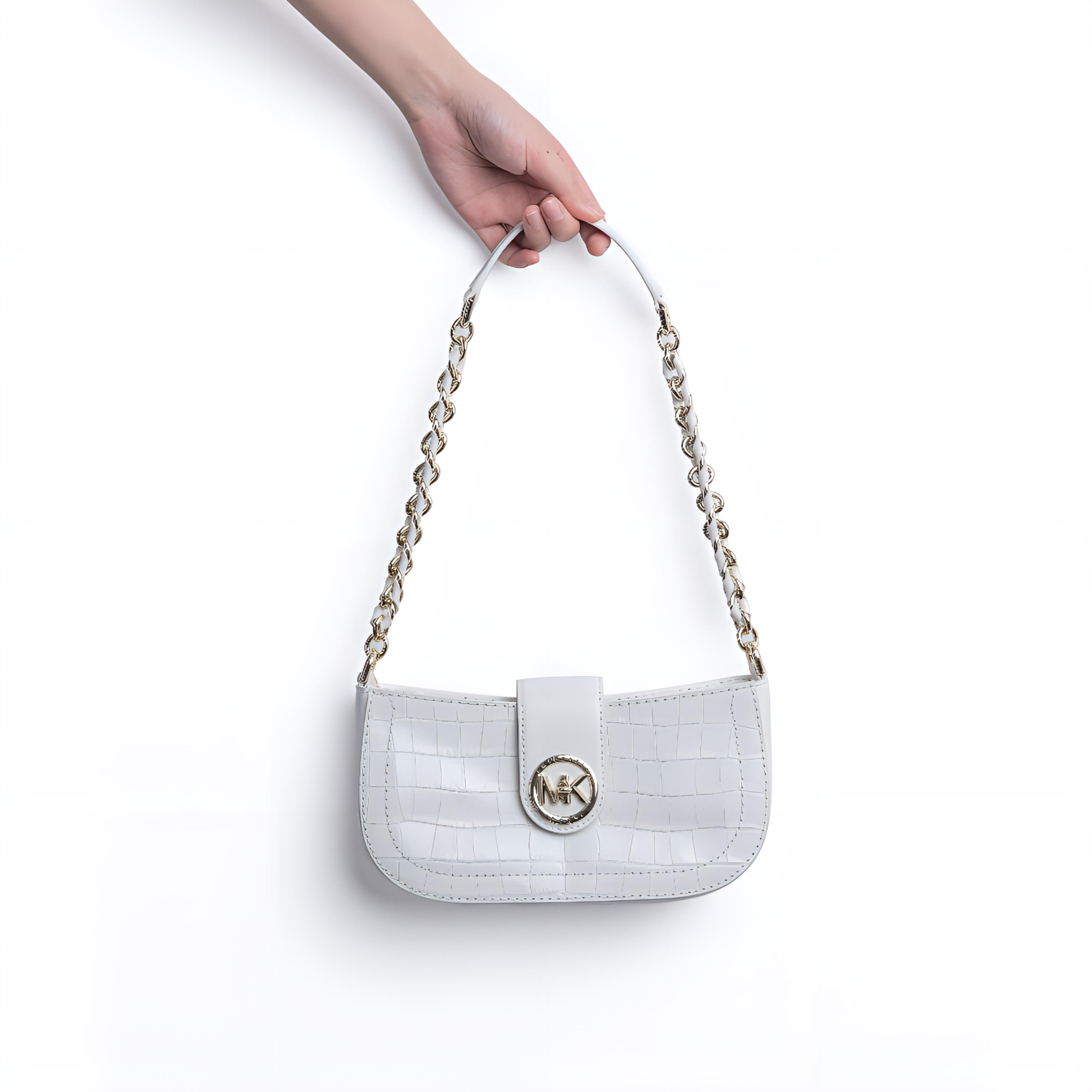 Женская сумка MICHAEL KORS MK Carmen LOGO (белая) — фото 6