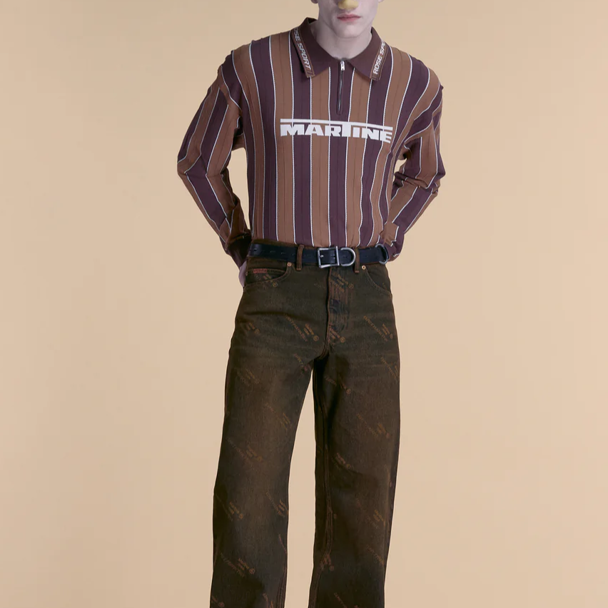 Поло Martine rose SS25 LogoPolo (коричневое) — Коричневый — фото 3