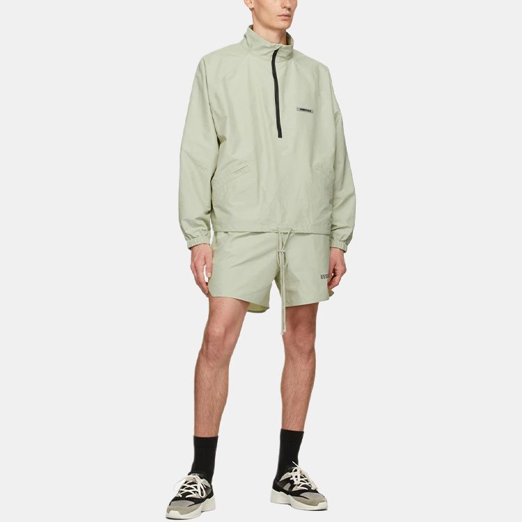 Куртка Fear of God Essentials FW20 Half-Zip Track Jacket Sage Logo (серо-зеленый) — фото 4