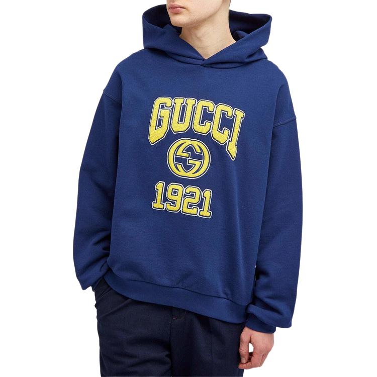 Мужское худи Gucci Logo Print (синее) — фото 4
