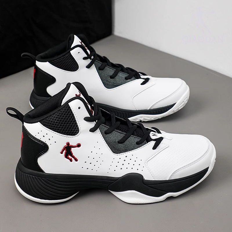 QIAODAN Comfortable Cushioning, Wear Resistant High top Basketball Shoes Men’s White
