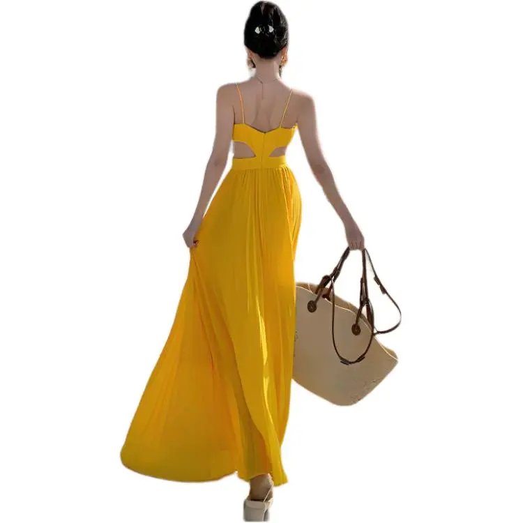 Flowers In Water Slip Dress Women's Yellow