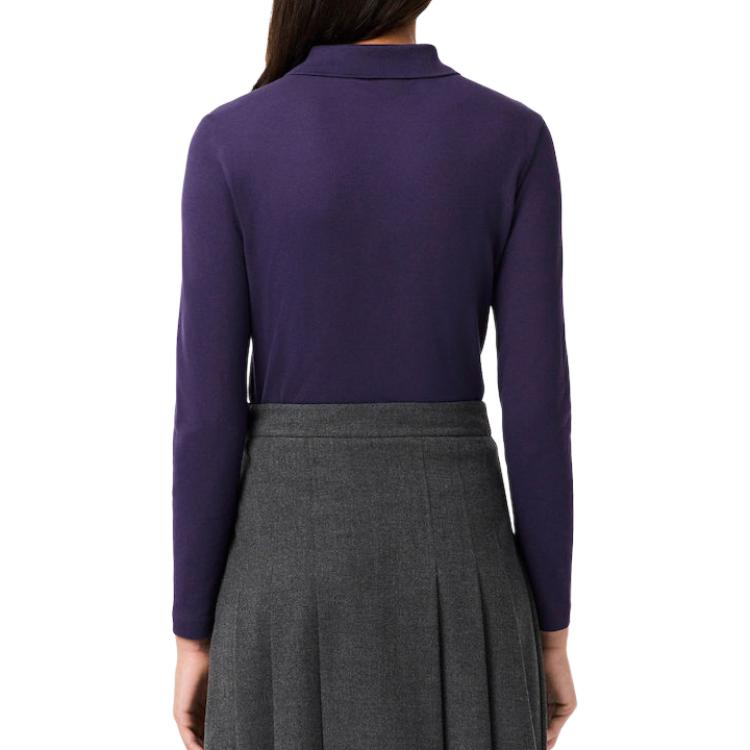 Женская футболка LACOSTE Long Sleeve Polo (темно-синяя) — фото 8