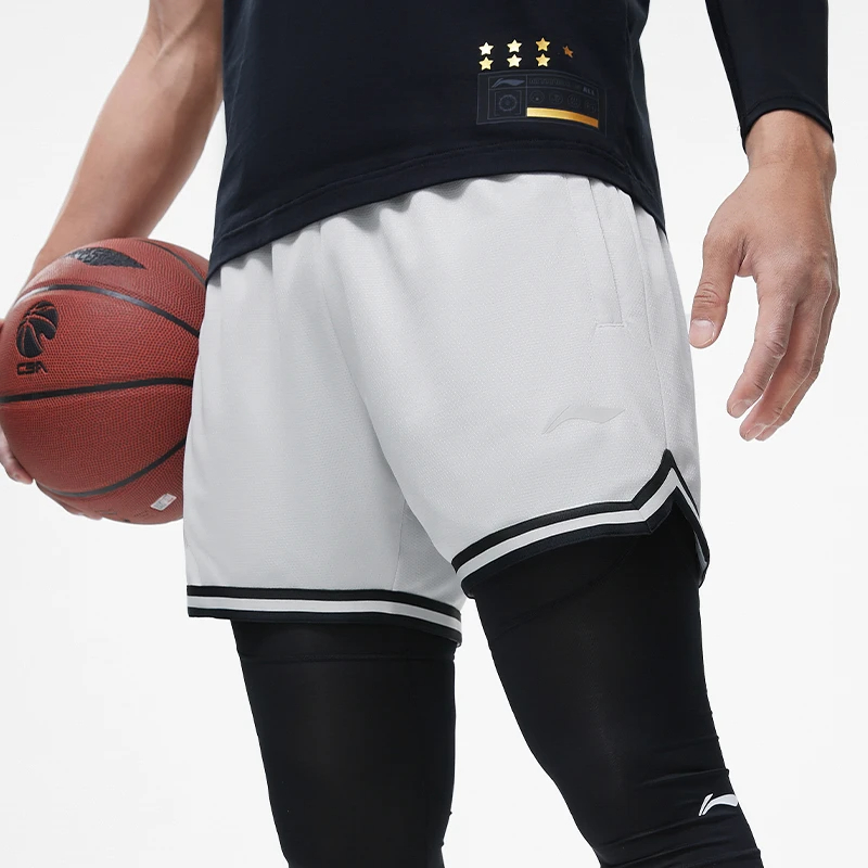 Li Ning Professional Basketball Collection Basketball Shorts Men’s Light Smoke Gray