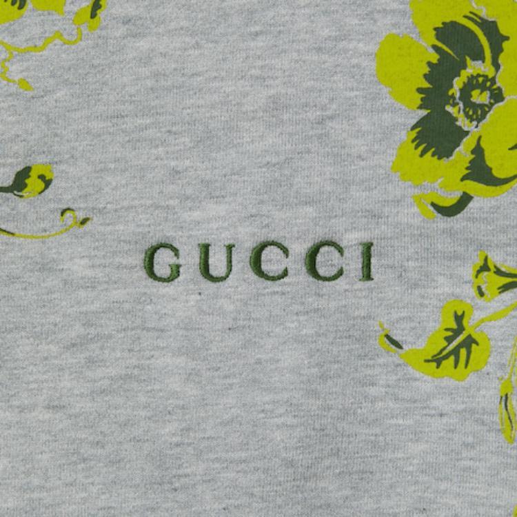 Женское худи Gucci С цветочным принтом (серо-зеленое) — фото 5