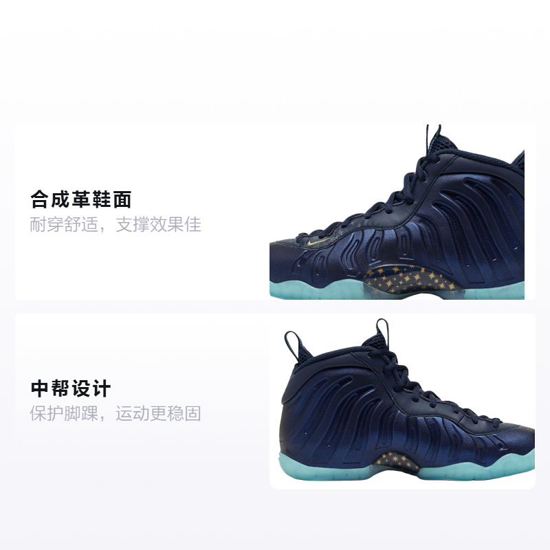 Кроссовки Nike NikeFoamposite One Obsidian GS (черный / синий / золотой) — Чёрный / синий / золотой — фото 2