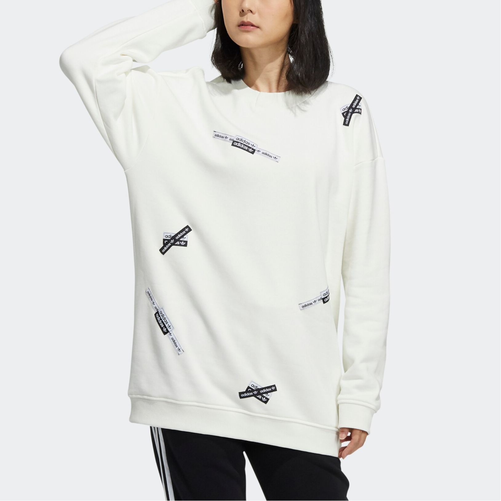 Женская толстовка adidas originals Long Crew (белая) — фото 4