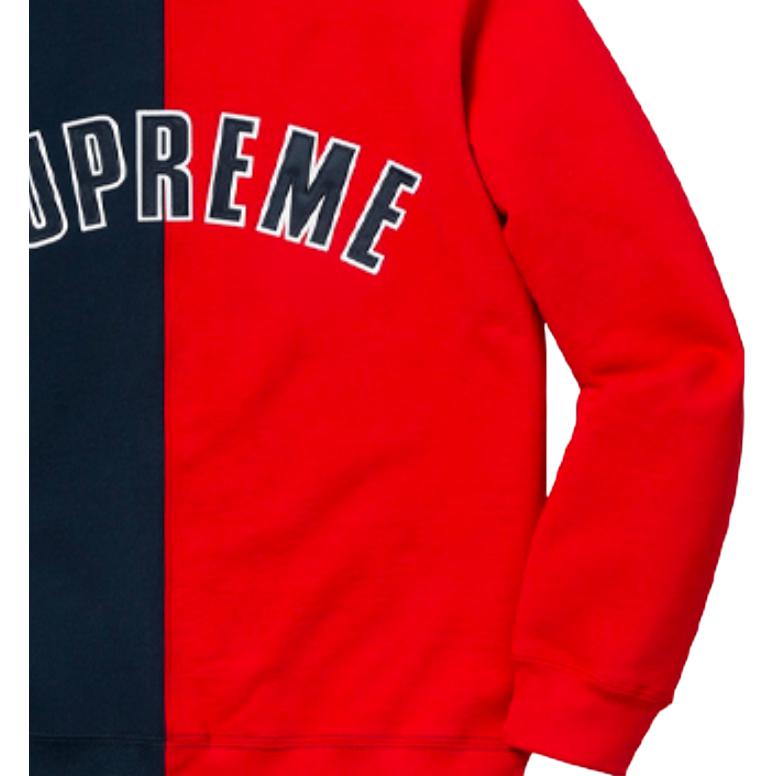 Худи Supreme FW18 Split Crewneck Sweatshirt (сине-красное) — фото 3