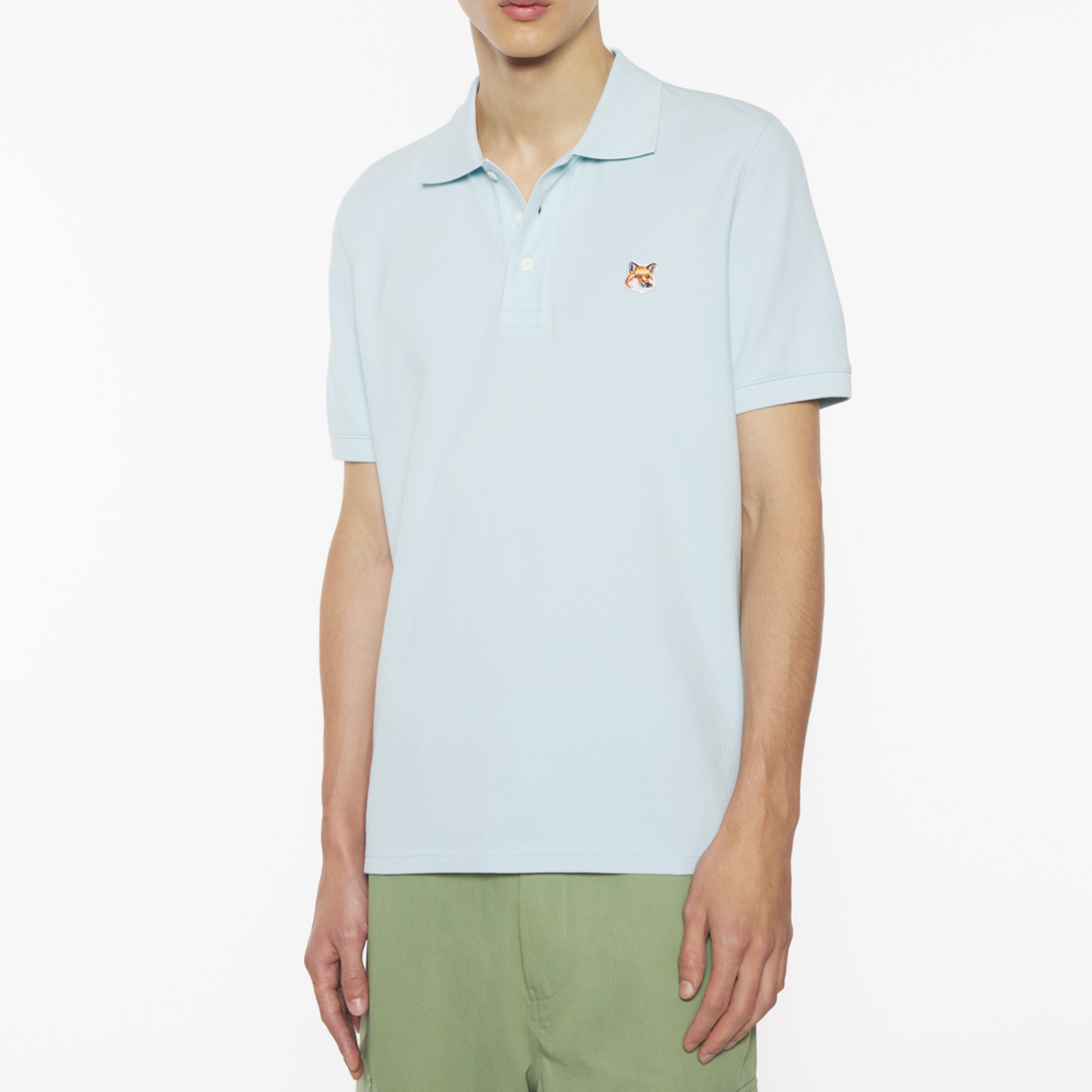 Мужская футболка Polo Maison Kitsune (голубая) — фото 5