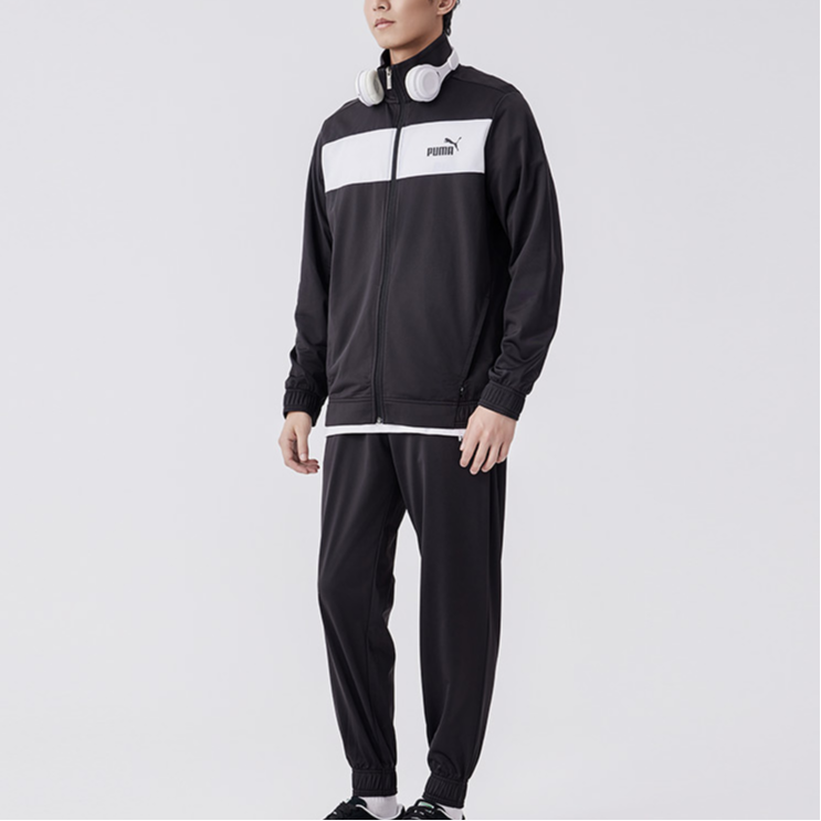 PUMA POLY SUIT CL Classic Color Block Stand Collar Zipper Top Cuffed Pants Fleece Lined Vintage Casual Sportswear Men’s