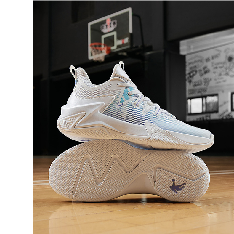 QIAODAN Cushioning Slip Resistant High top Basketball Shoes Men’s White Purple