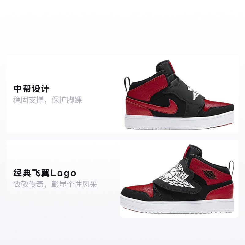 Детские кеды Jordan Air Jordan 1 (черно-красный) — фото 2