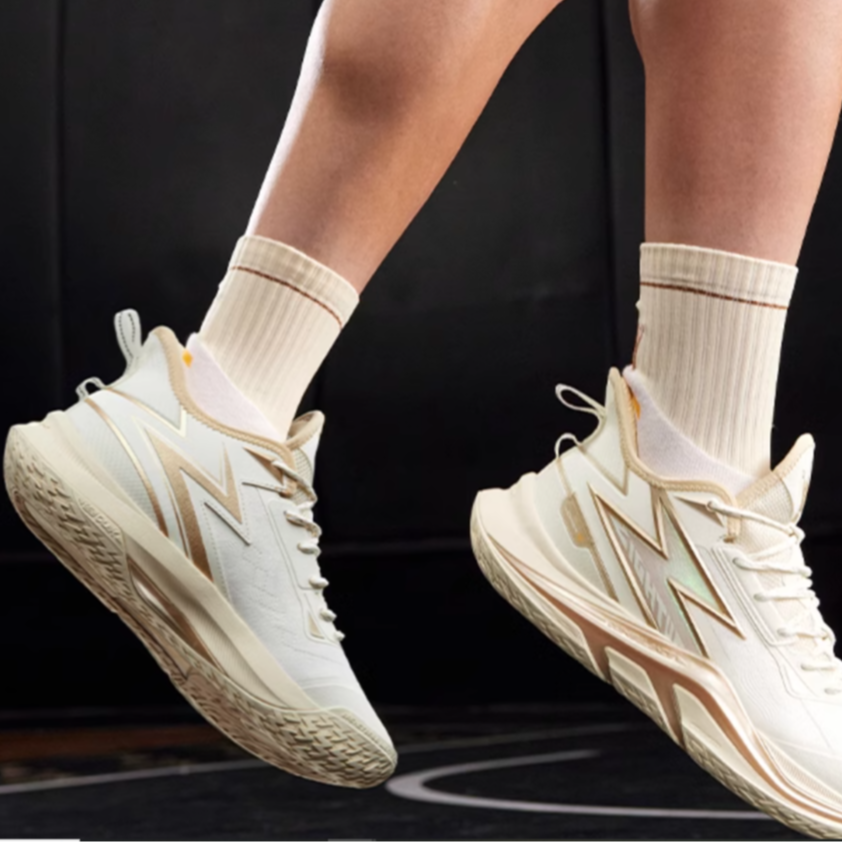 361° LIGHT UP Mesh Slip Resistant Abrasion Resistant Low top Basketball Shoes Men’s White Gold