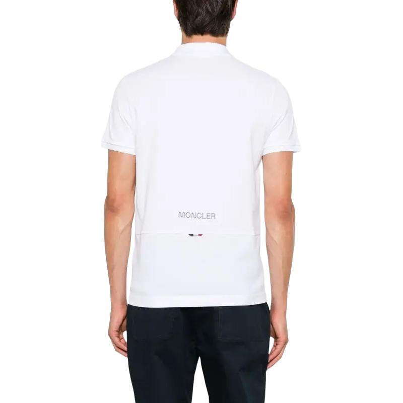 Мужская футболка-поло Moncler Cotton Piquet (белая) — фото 5