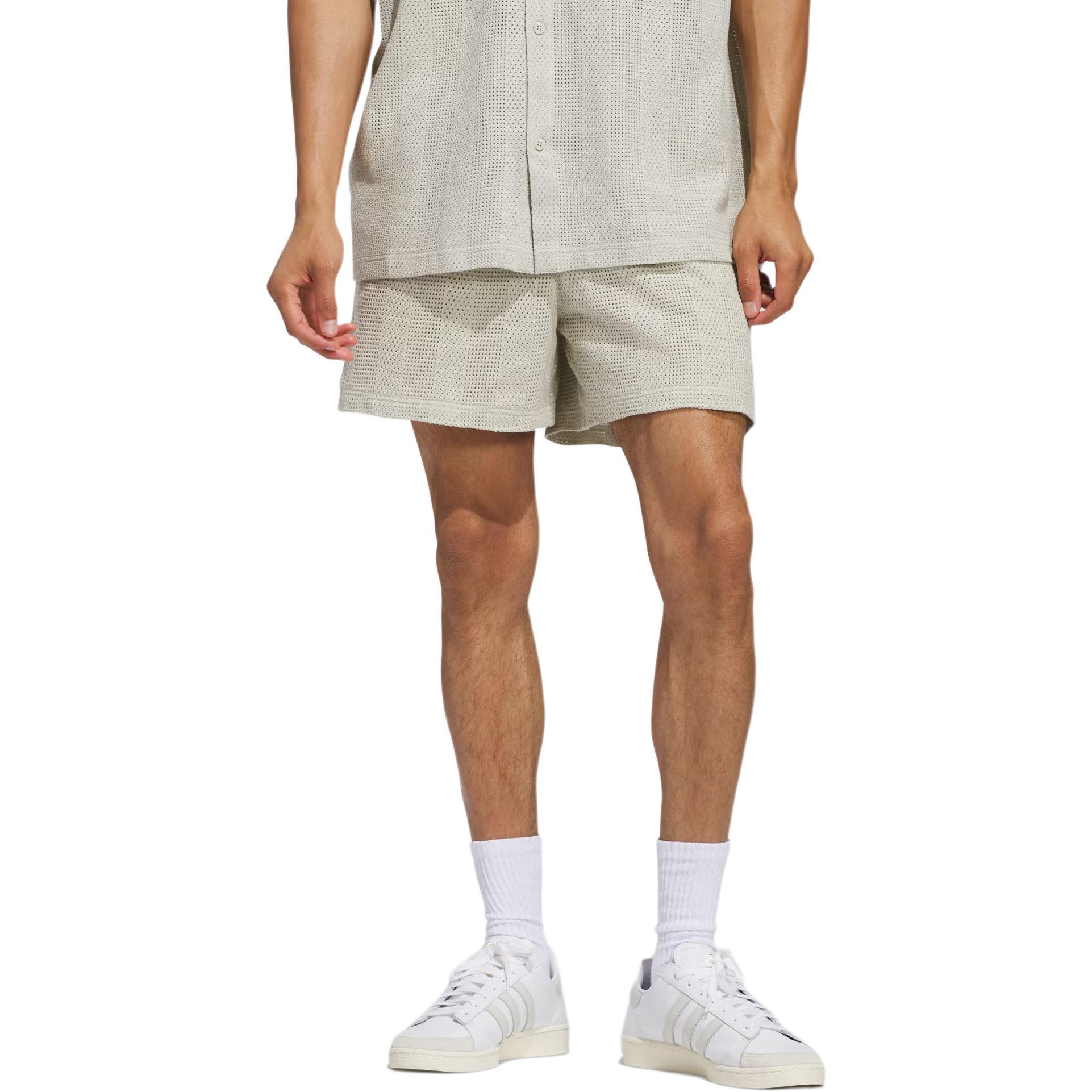 Adidas Originals KNIT Sports Shorts Unisex Light Sesame Gray/Wonder White