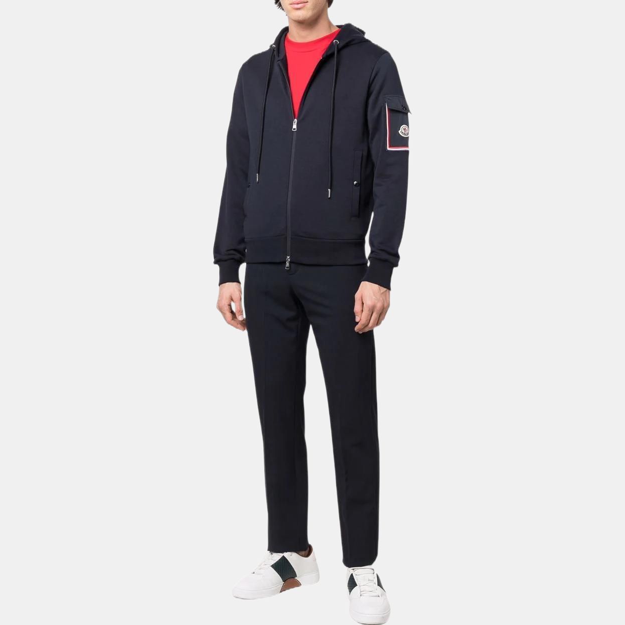 Мужское худи Moncler на молнии (синее) — фото 4