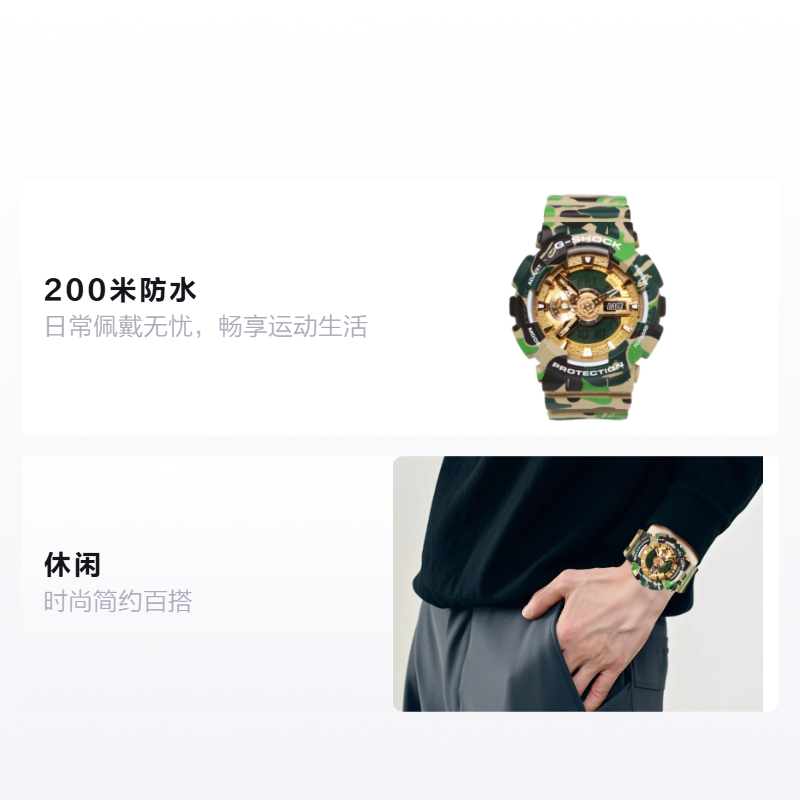 Мужские очки Casio G-Shock x BAPE (золотые) — фото 2