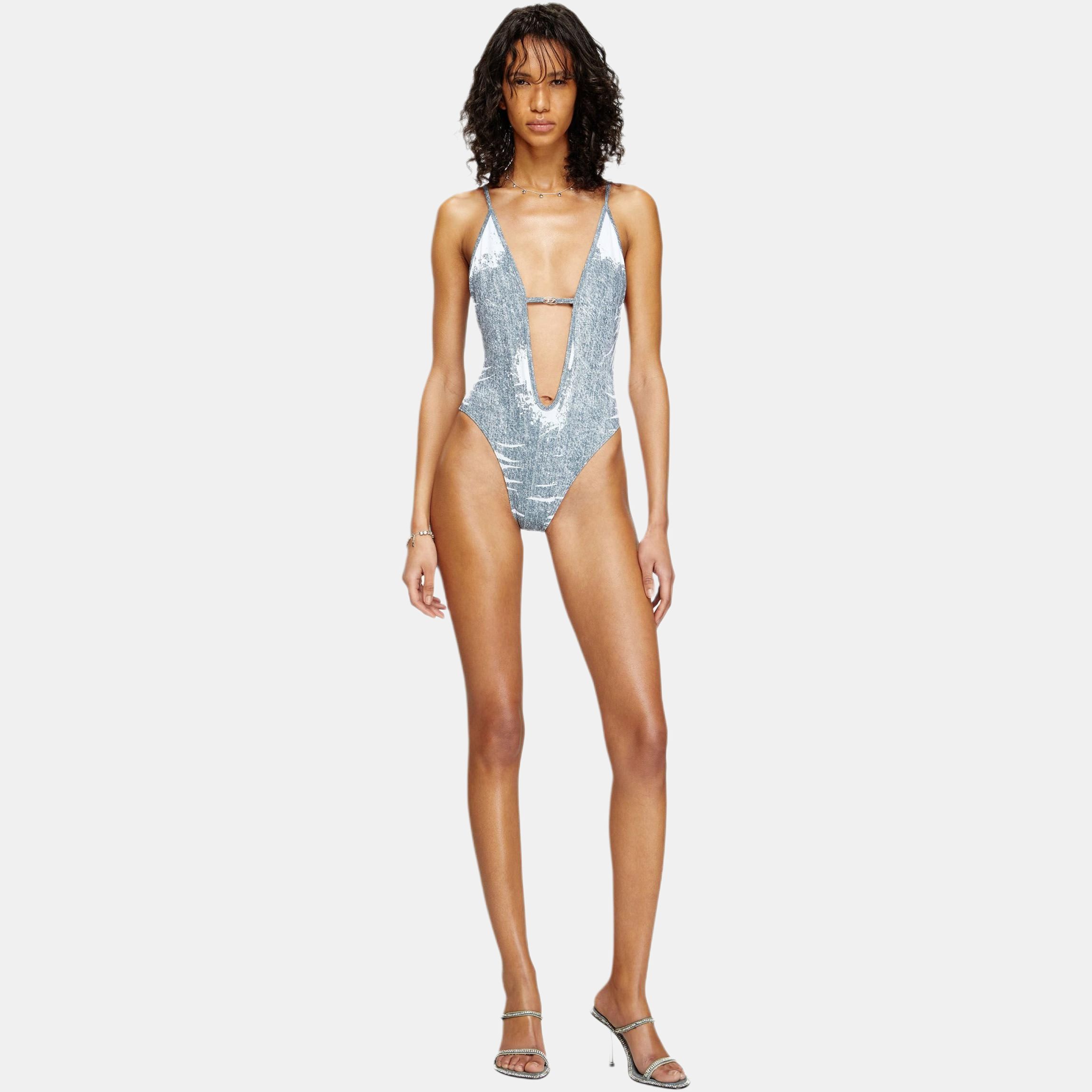 DIESEL Daisy Dnm Trompe L’Oeil Denim Printed Swimsuit