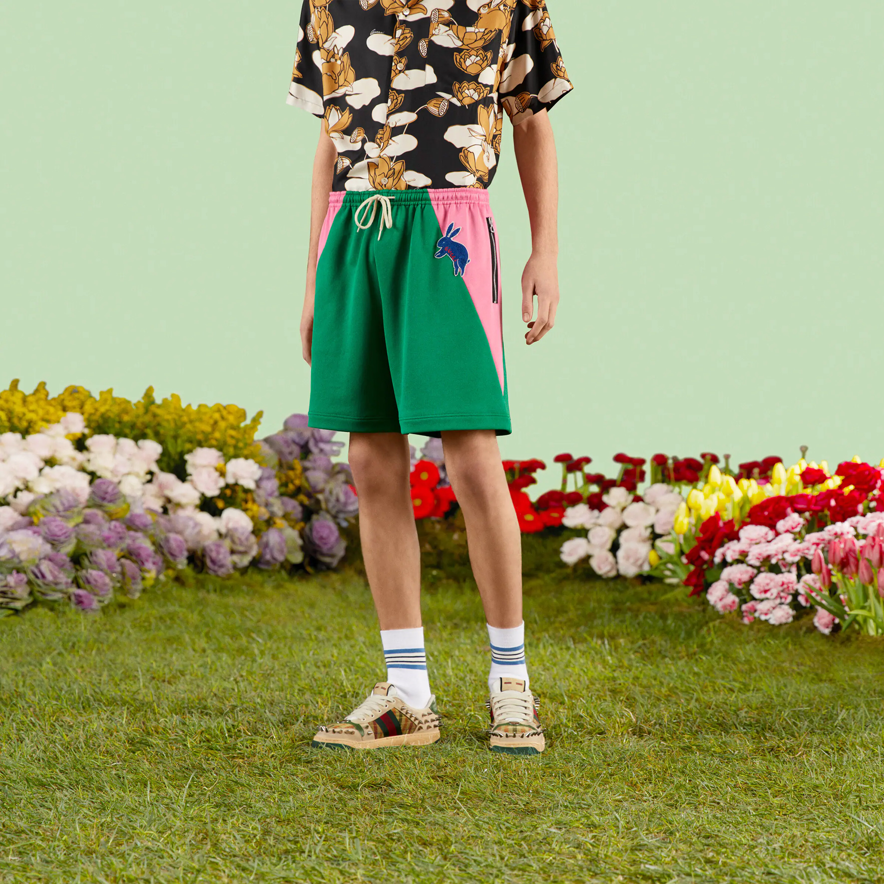 Мужские шорты Gucci SS23 (зеленые) — фото 4