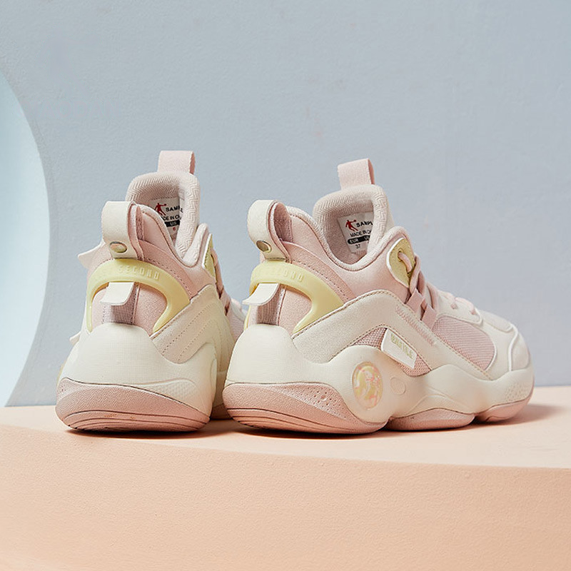QIAODAN Comfortable Cushioning, Wear Resistant Low top Basketball Shoes Women’s White Pink
