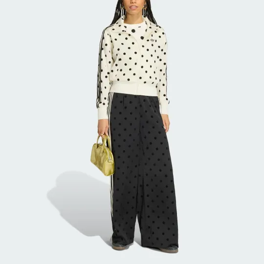 adidas Women's Satin Polka Dots TT Track Jacket Off White