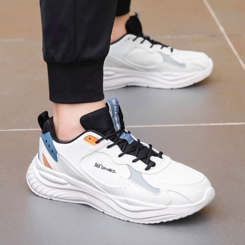 361° Synthetic Leather Slip Resistant Abrasion Resistant Low top Running Shoes Men’s White Blue