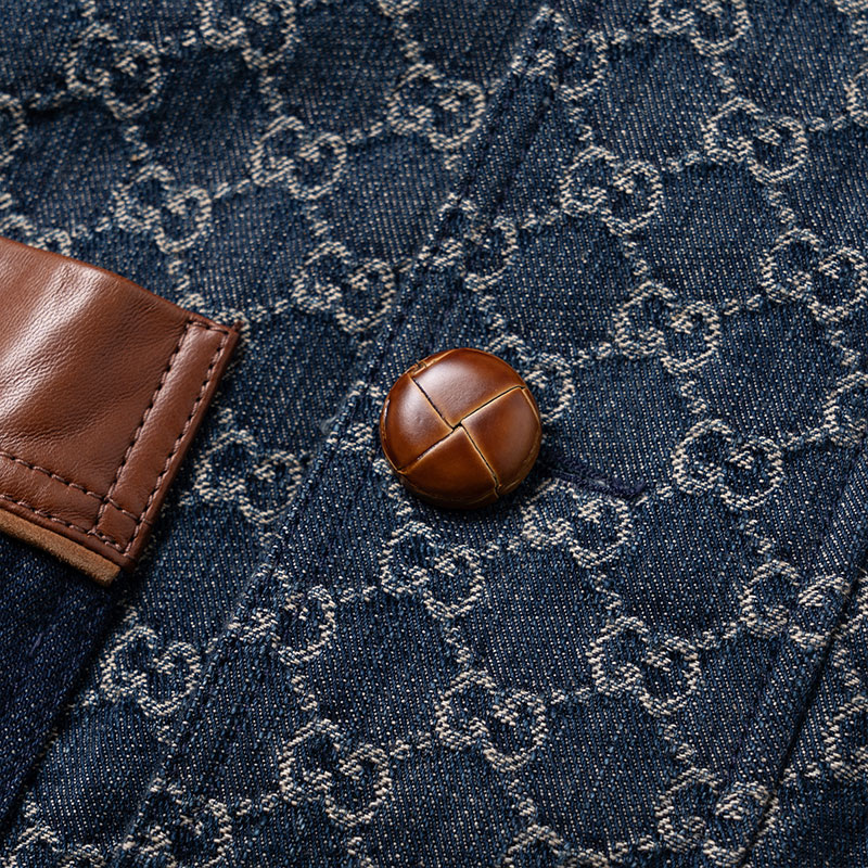 Мужская куртка Gucci Denim Logo (синяя) — фото 6