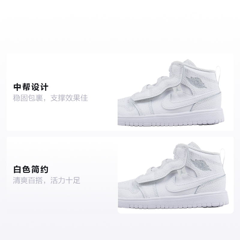 Детские кроссовки Jordan Air Jordan 1 Mid (белые) — Белый — фото 2